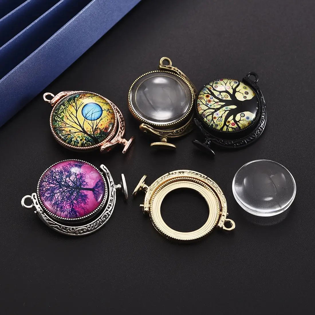 Круглые Настройки кабошона с круглым кабошоном из сплава 5 шт. 25 мм пустые