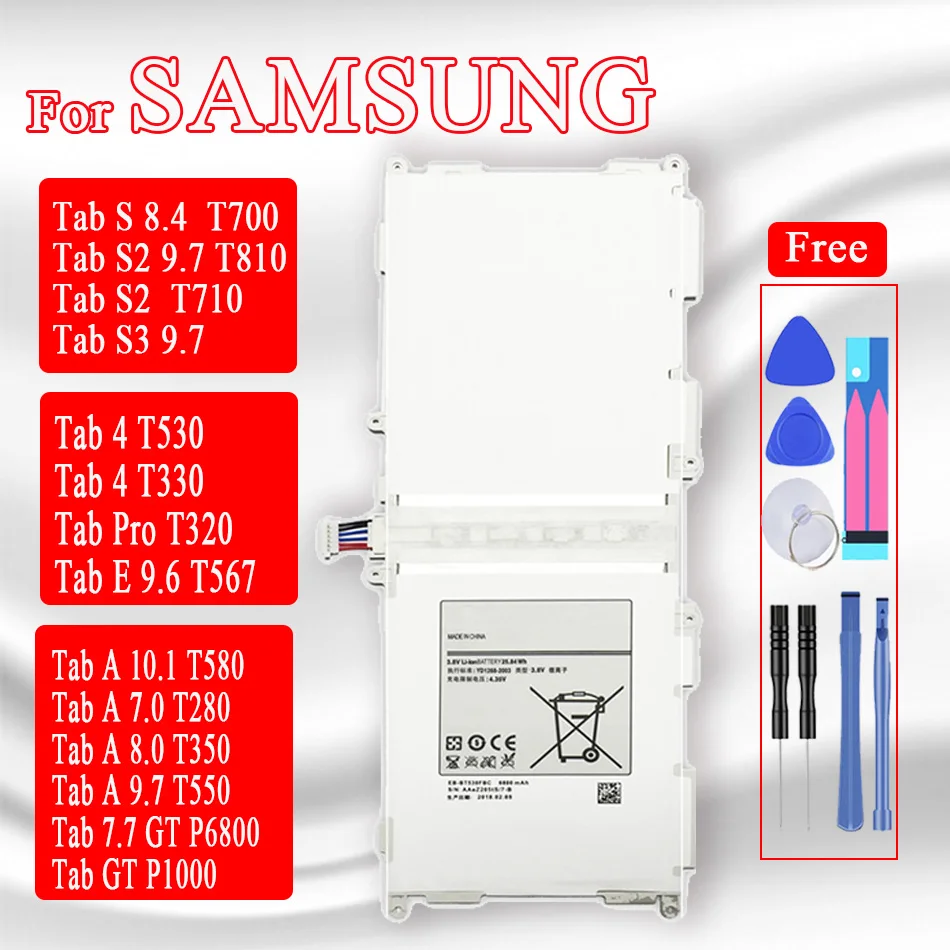 Аккумулятор для планшета Samsung Galaxy Tab 2 3 4/Tab S S2 S3/tab A/tab E (7 0 8 4 9 6 7 10 1 5) Pro 4/Note 12