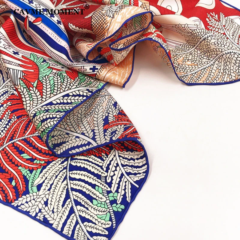 

CAVME Square Pure Silk Scarves for Women Fashion Ladies 100% Silk Pashmina Scarf Printing Shawls Birthday Gift for Mother