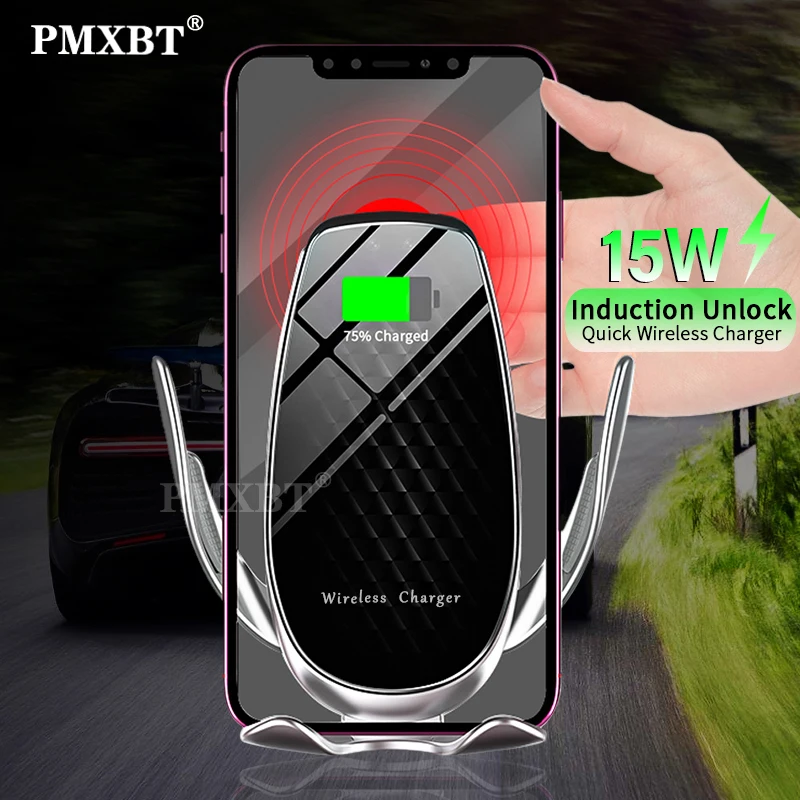 

Auto Clamping Car Wireless Charger For iPhone XR X 8 Samsung Huawei Qi 10W/15W Fast Charging Car Phone Holder Infrared Induction