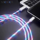 Яркий светящийся кабель, внешний зарядный кабель со светодиодной подсветкой Micro USB Type-C, зарядка для iPhone 8, Samsung, светящийся зарядный провод
