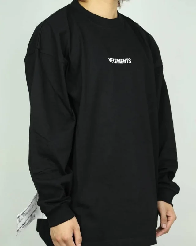

2020ss Vetements Print Washing Label Sitiching Women Men Long Sleeve T shirts tees Hiphop Oversized Men Cotton T shirt Vetements