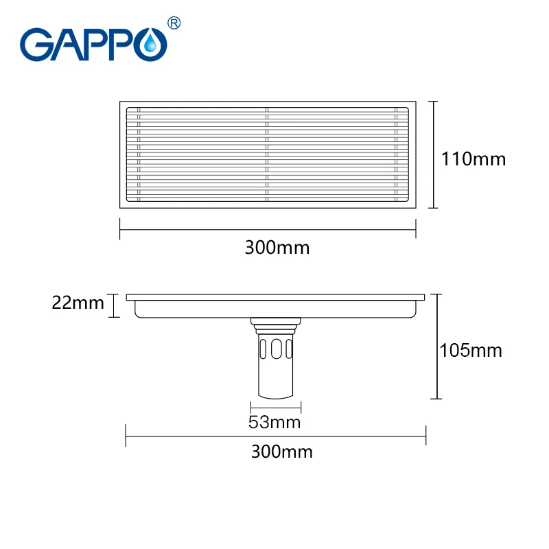 Фильтр для слива воды GAPPO линейный фильтр из нержавеющей стали с защитой от