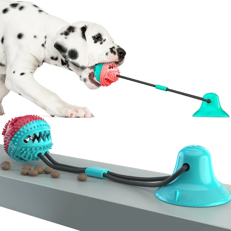 K5DC-juguete puzle con ventosa para perro, pelota de juguete no tóxica resistente a las mordeduras para mascotas, Tug of War, juguete con Limpieza de dientes
