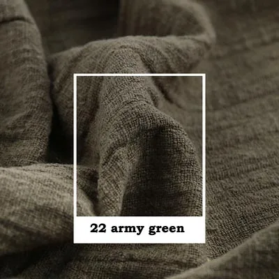 22 army green Художественный Ретро Slub креп хлопок/лен белый желтый оранжевый кофе темно серый красный мягкая ткань для ручной работы летнее платье Блузка - Цвет: 22 army green