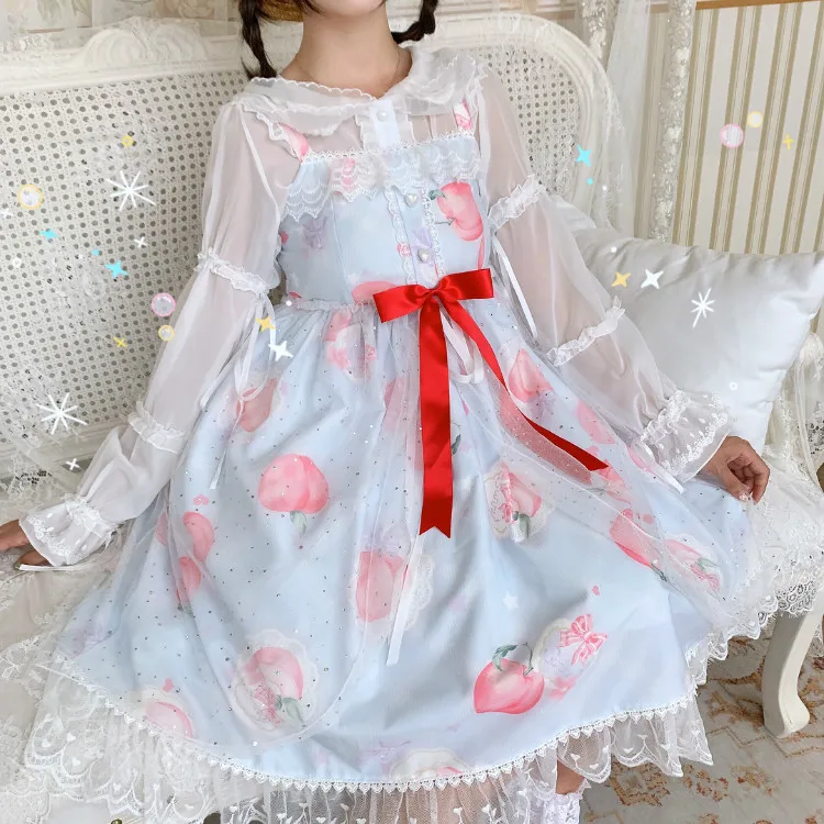 

Japanese JSK Lolita Dress women summer dress sweet soft girl wind cute cartoon lolita suspender dress cute