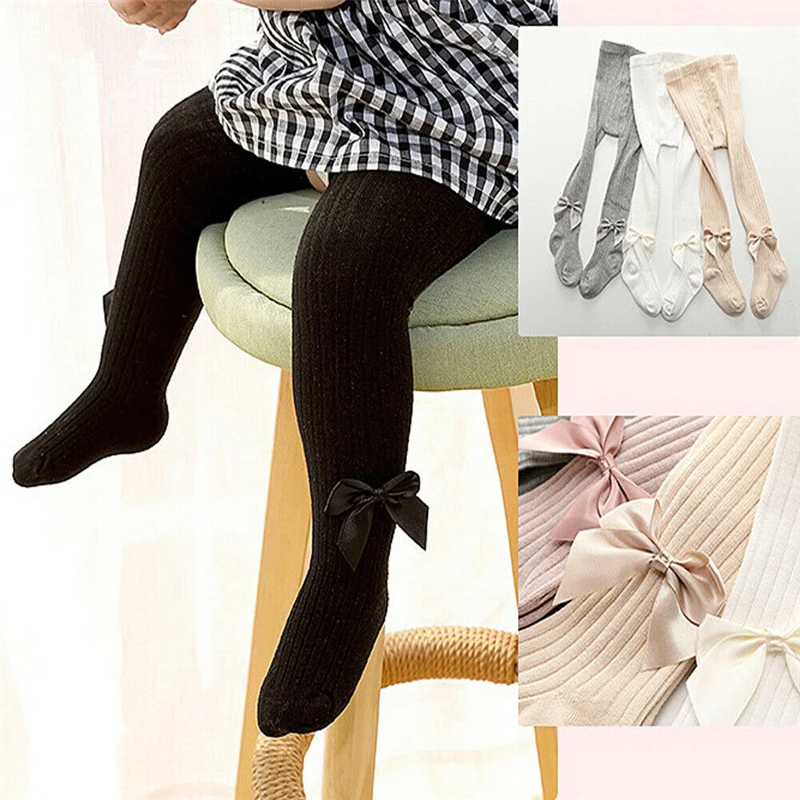 2019 Pantyhose Tights Stockings Princess Baby Girls Bow Warm Cotton Solid Stocking for Toddler Kids Autumn | Мать и ребенок
