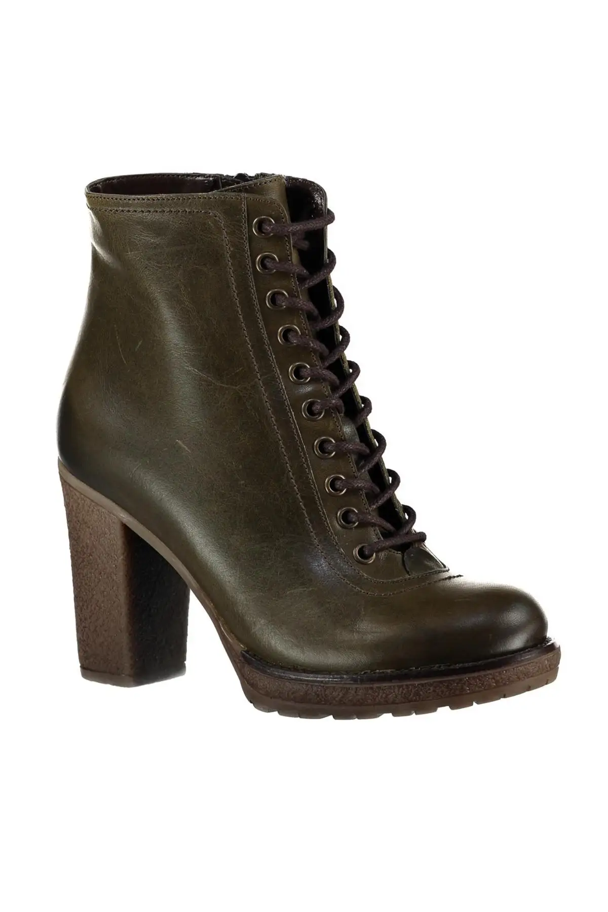 Женские ботинки цвета хаки из натуральной кожи с жемчугом коллекция 120130000940 года |