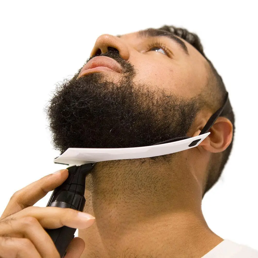 

White Plastic Beard Shape Ruler Outline Styling Tool Care Grooming Face Trim Shaving Template P4W6