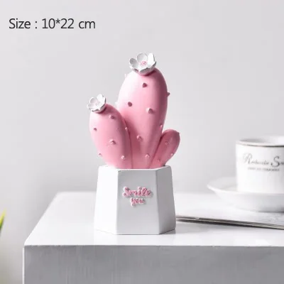 L-Pink-Cactus Strongwell нордическая имитация кактус смола статуя розовая девочка Подарочная скульптура современное искусство украшения дома аксессуары стол - Цвет: L-Pink-Cactus