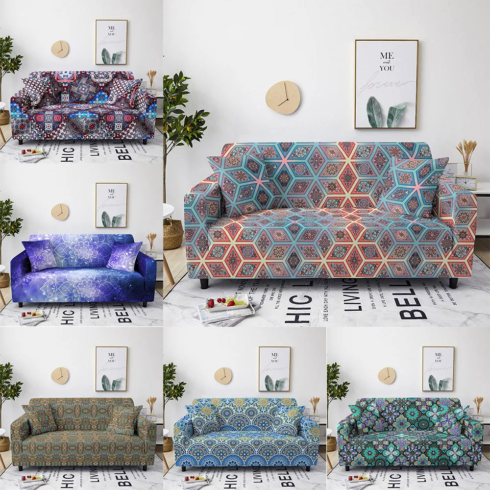 

1/2/3/4 Seat Sofa Cover Set Bohemia Couch Cover Elastic Sofa Cover for Living Room Mandala Corner Chaise Longue Sofa Cover