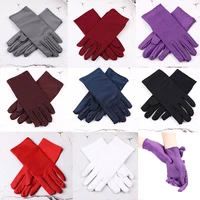 1 pair fashion women wrist length gloves sexy black white red short satin stretch gloves for ladies girls hand gloves