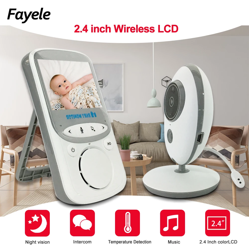 

Портативная беспроводная видеоняня с ЖК-экраном 2,4 дюйма, цветная видеоняня