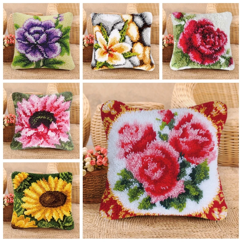 Вышипосылка Pulaqi подушки наборы крючков smyрнк Knooppakket Klink Haak Kleed Bloemen Do It