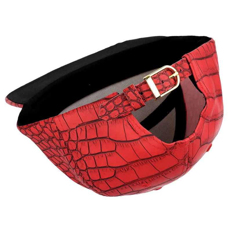 Men's Cap Metal Weed Logo Hip Hop PU Leather Baseball Hat Casual Unisex Belt Buckle Snapback Fashion Summer Black Red Golden