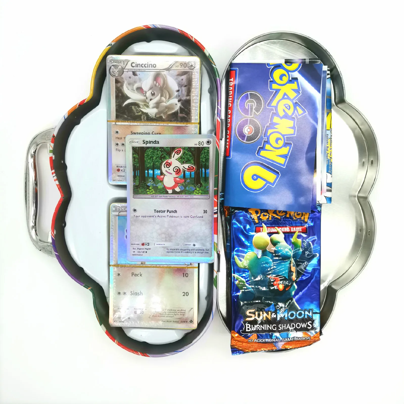 80 шт./компл. Pokemon Портативный жестяная коробка TAKARA TOMY боевые игрушки хобби Коллекционные вещи игра Коллекция аниме-открытки для детей