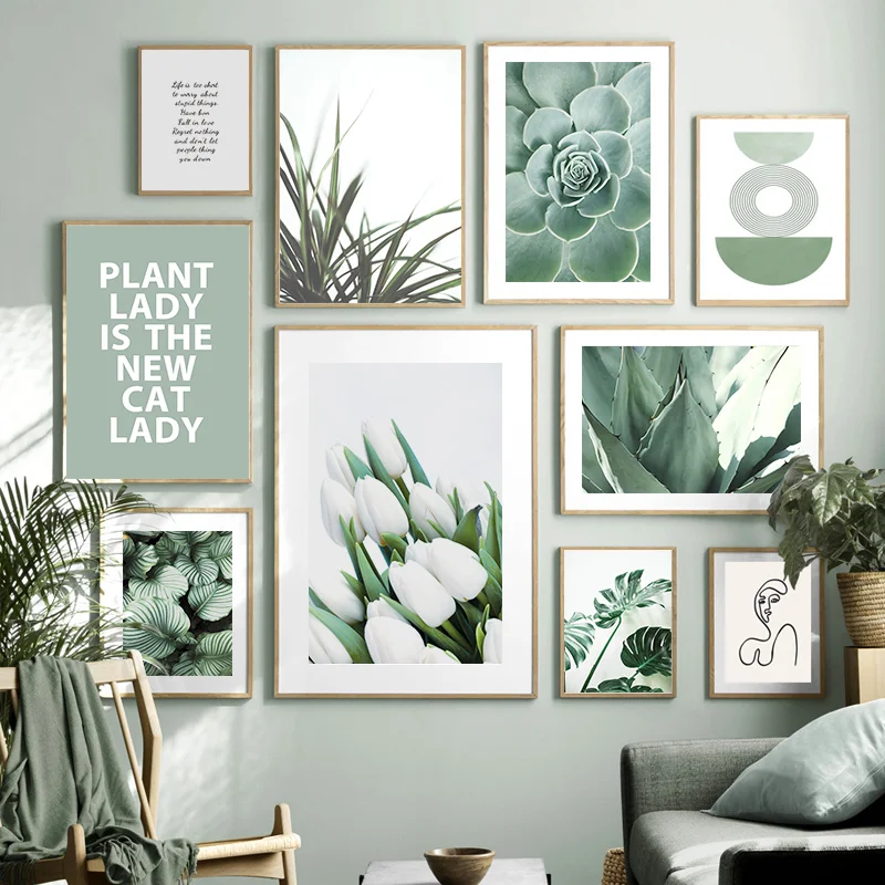 

White Tulip Cactus Monstera Tropical Wall Art Canvas Painting Nordic Posters and Prints Wall Pictures for Living Room Decor