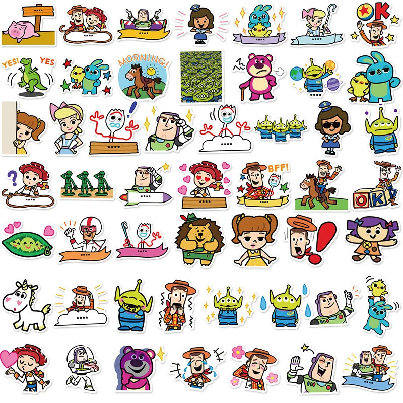 

50 Pcs Disney Toy Story Andy Hu Di Anime Cartoon Stickers Skateboard Motorcycle Luggage Laptop Guitar Notebook children Toy 4-6
