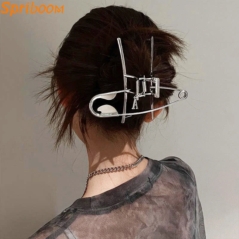 

Large Pin Punk Metal Hair Claws for Women Freinds Gifts Gothic Silver Hairpin Statement Hairpins Multifunctions Hair Accessories