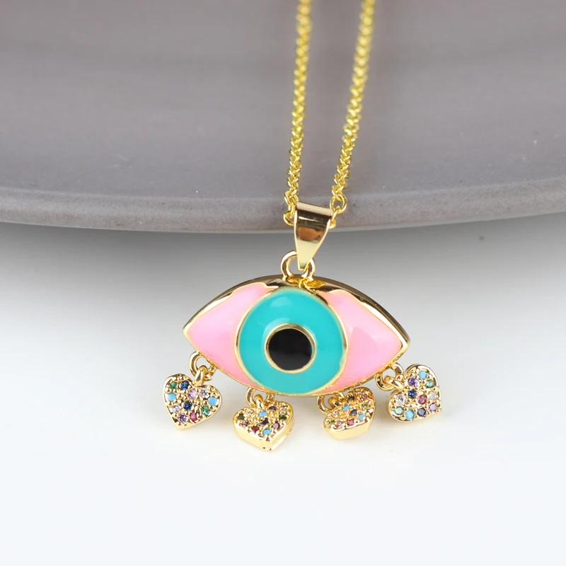 Женское Ожерелье Счастливый глаз разноцветное колье-чокер с кулоном сглаза из