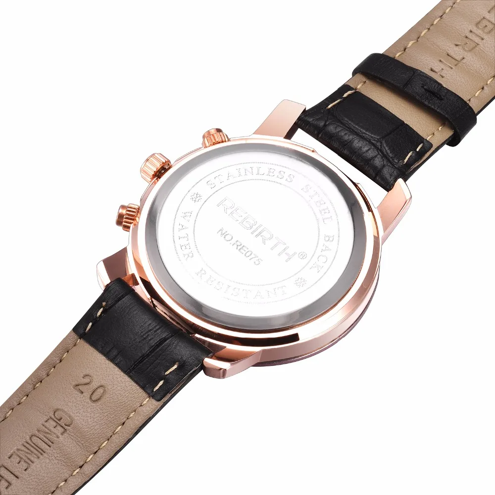 

REBIRTH Fashion Women's Watch Luxury Leather Strap Quartz Watches Casual Simple Watch Ladies Clock Gift Relogio Feminino
