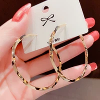 2020fashion new twisted texture circle hoop earrings personality exaggerated big circle ear buckle s925 silver needle earring