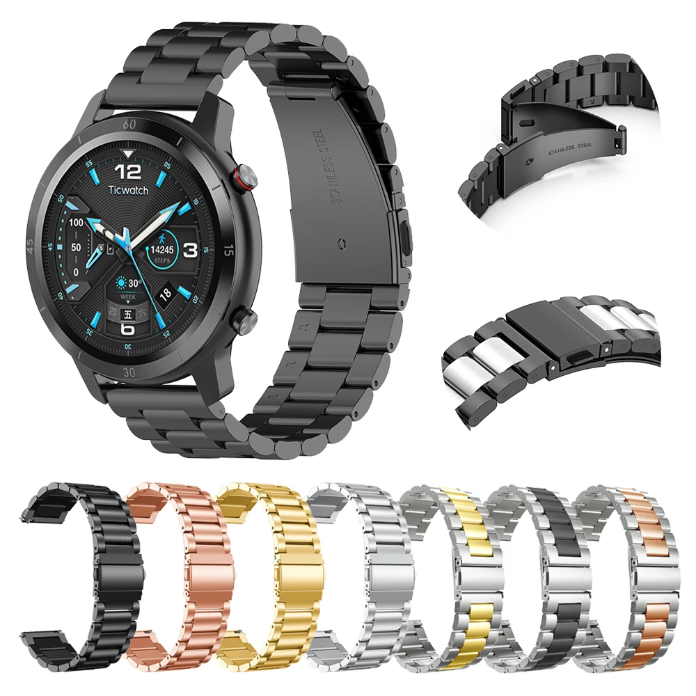 

For Ticwatch GTX Wrist Band Classic Metal strap Stainless Steel Watchband For TicWatch Pro 2020 Smartwatch S2 E2 2 C Bracelet