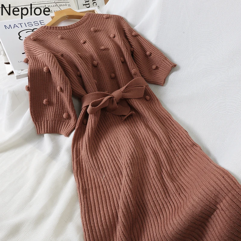 Neploe корейские облегающие стереоскопические Макси платья свитера для женщин с