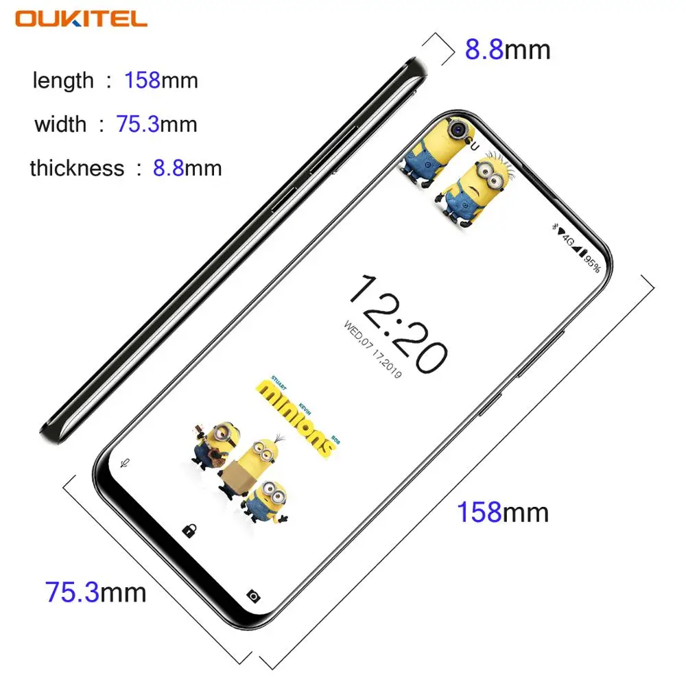 Смартфон OUKITEL C17 Android 9 0 6 35 дюймов для распознавания лица отпечатков пальцев 4G