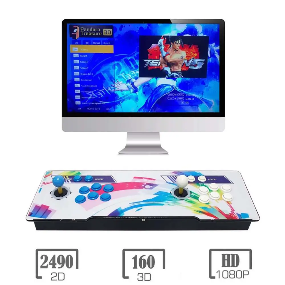Rainbow 3D Pandora игровой автомат | 2200 HD игры | 1280x720P | 2 игрока управления играми | добавить больше игр | Любимый список | Поддержка 4 игроков - Цвет: Rainbow