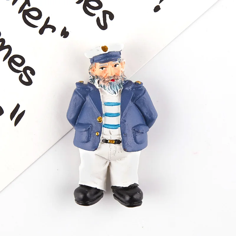 captain Магнит на холодильник, магнитные смолы Средиземноморский Ветер Маяк моряк, капитан круизного судна Сувениры украшение на холодильник - Цвет: captain