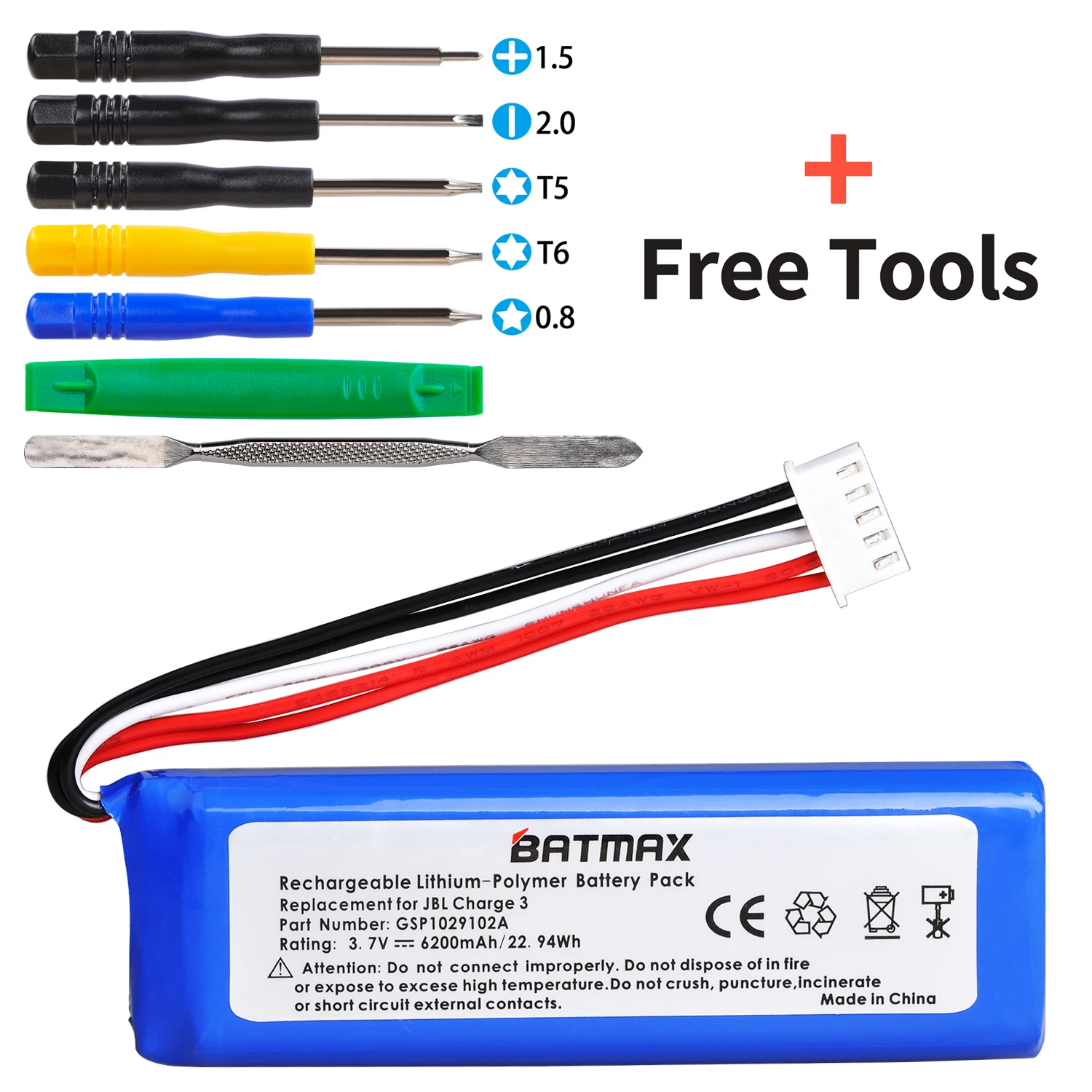 Аккумулятор Batmax 6200 мАч для JBL Charge 3 Сменный аккумулятор динамика с бесплатными