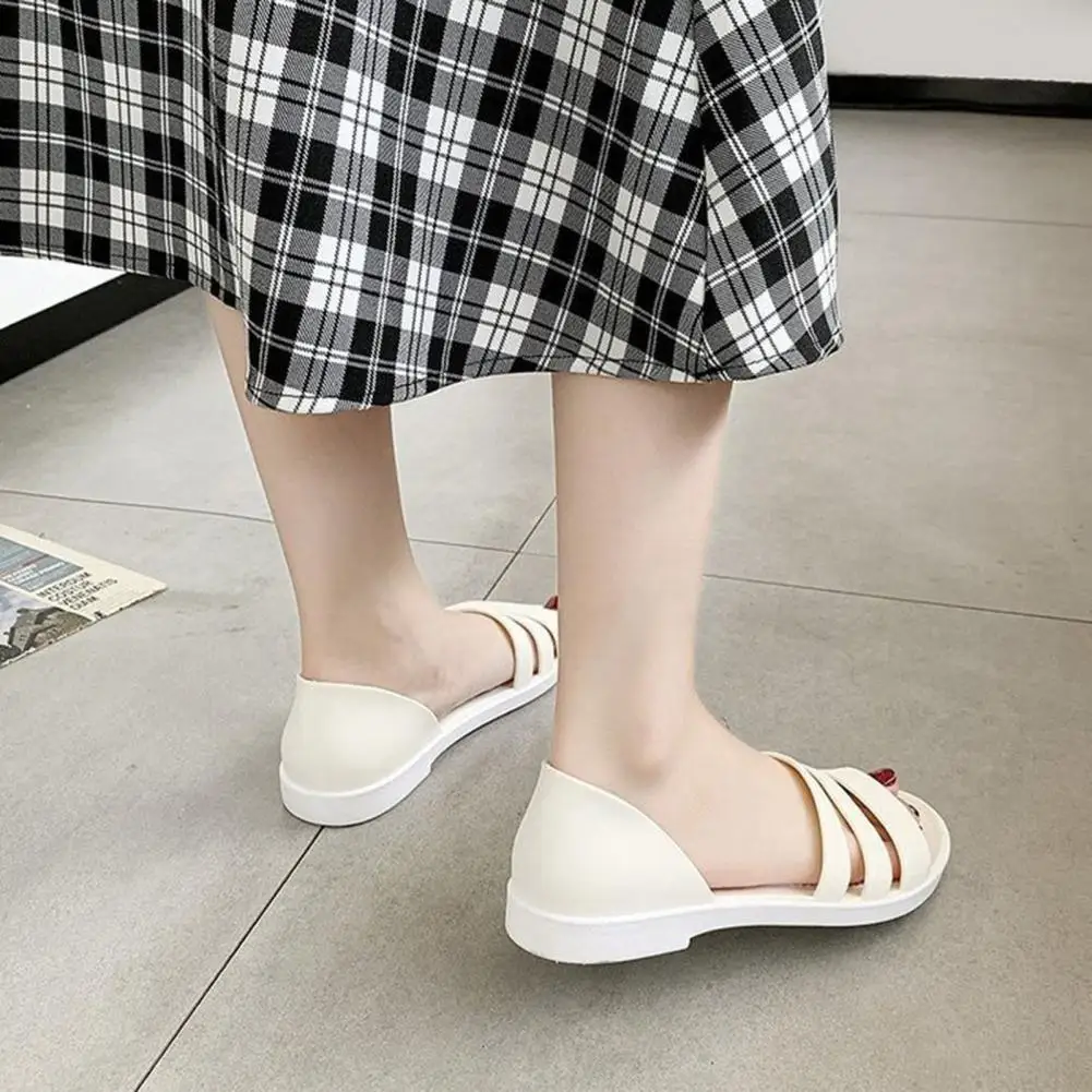 

Summer Women Sandals Candy Color Cover Heel Open Toe Sandals Anti-slip Female Slip-on Flat-with Sandals Women Shoes Plus Size 40