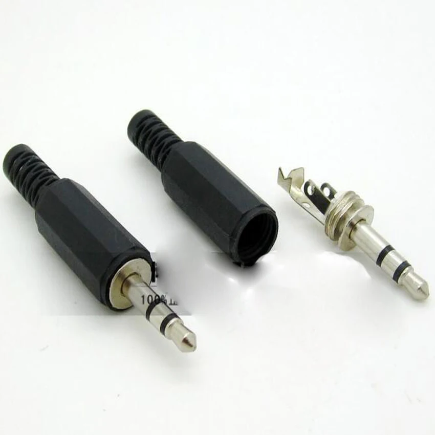 

50PCS/Lot 3.5MM Stereo audio Jack/plug Connector Dual Track Black Plastic Housing