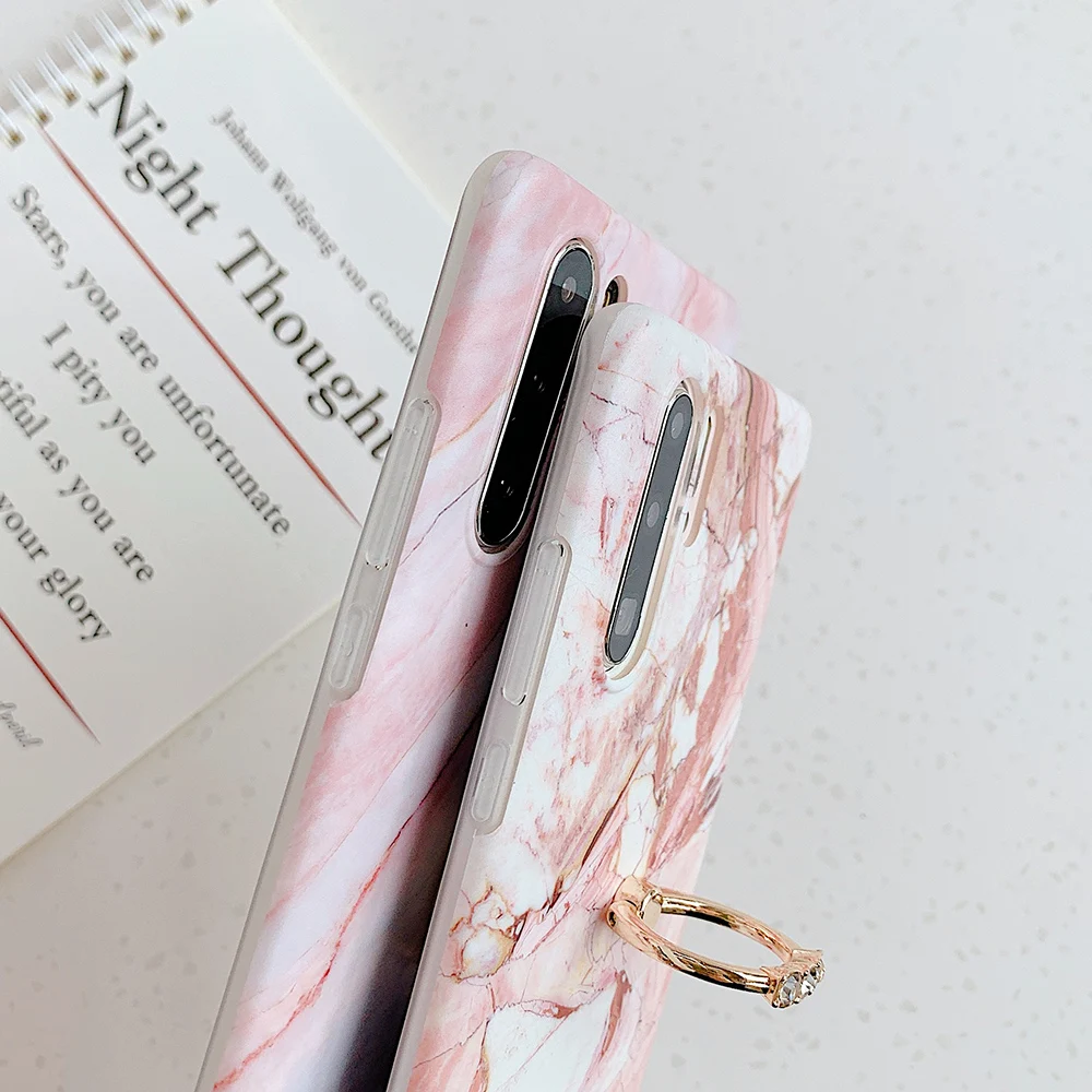 

Classic Vintage Marble Phone Case For Huawei P40 P20 P30 Lite Pro Mate 20 30 Pro Lite Finger Ring Soft IMD Back Cover