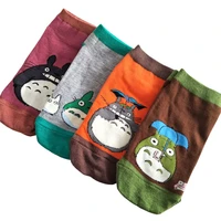 4 pairsset female summer short socks japanese anime totoro socks cartoon print socks