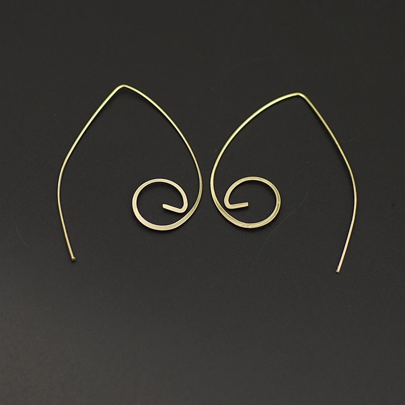 

2021 Ins Gold Handmade Copper Brass Wired Geometric Minimalist Hoop Earrings Trendy Korean Fashion Women Party Jewelry
