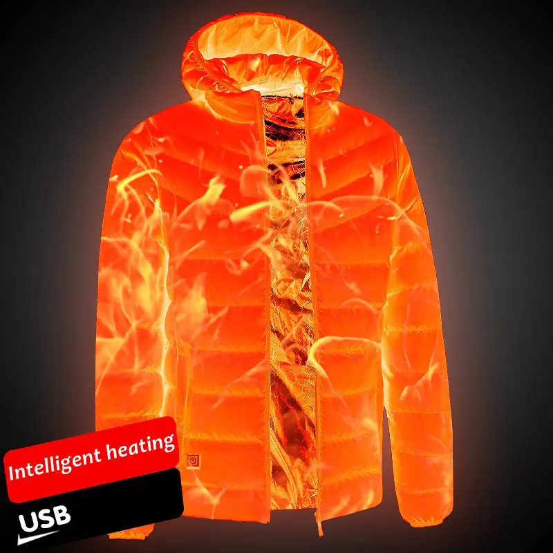 

USB Smart Constant Temperature Heating Jacket Fall and Winter New Men's Stand Collar Heating Jacket Men and Women Clothing