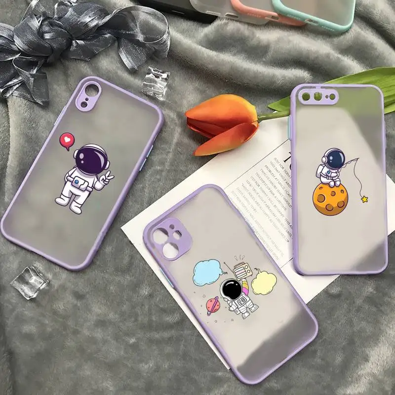 

Astronaut cartoon space Phone Case matte transparent For iphone 7 8 11 12 plus mini x xs xr pro max cover