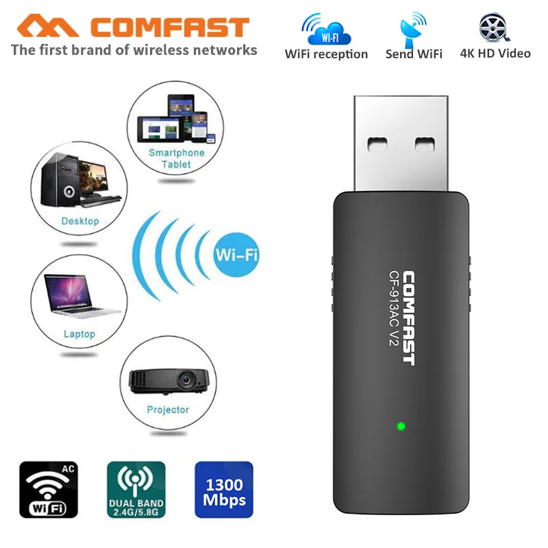 2 4G/5 8 GHz 1300M двойной Wi-Fi Интернет-адаптер USB 3 0 адаптер MU MIMO беспроводной AP AC