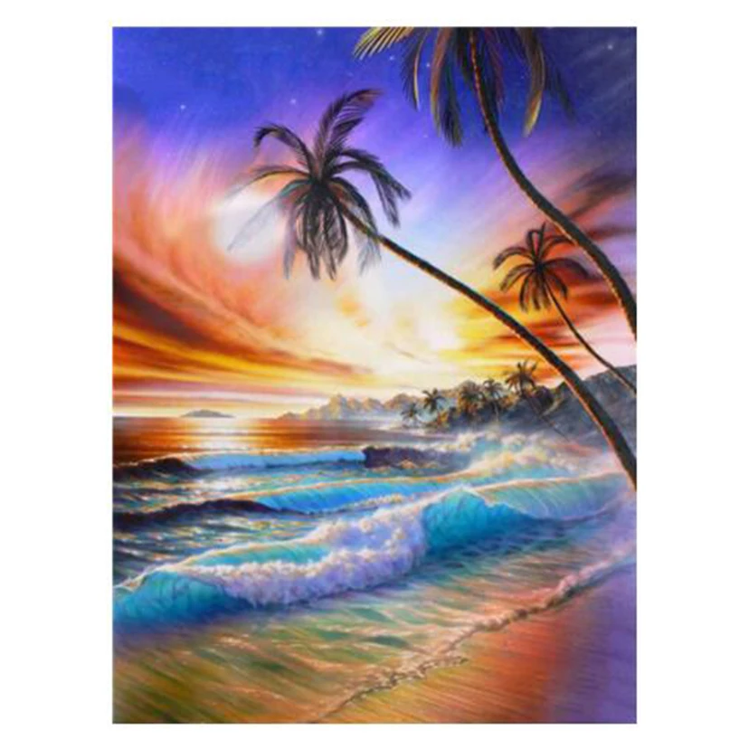 

Diamond Painting DIY Landscape Sunset Sea Cross Stitch Full Square Round Drill Embroidery Handmade Home Room Wall Decor WG2702