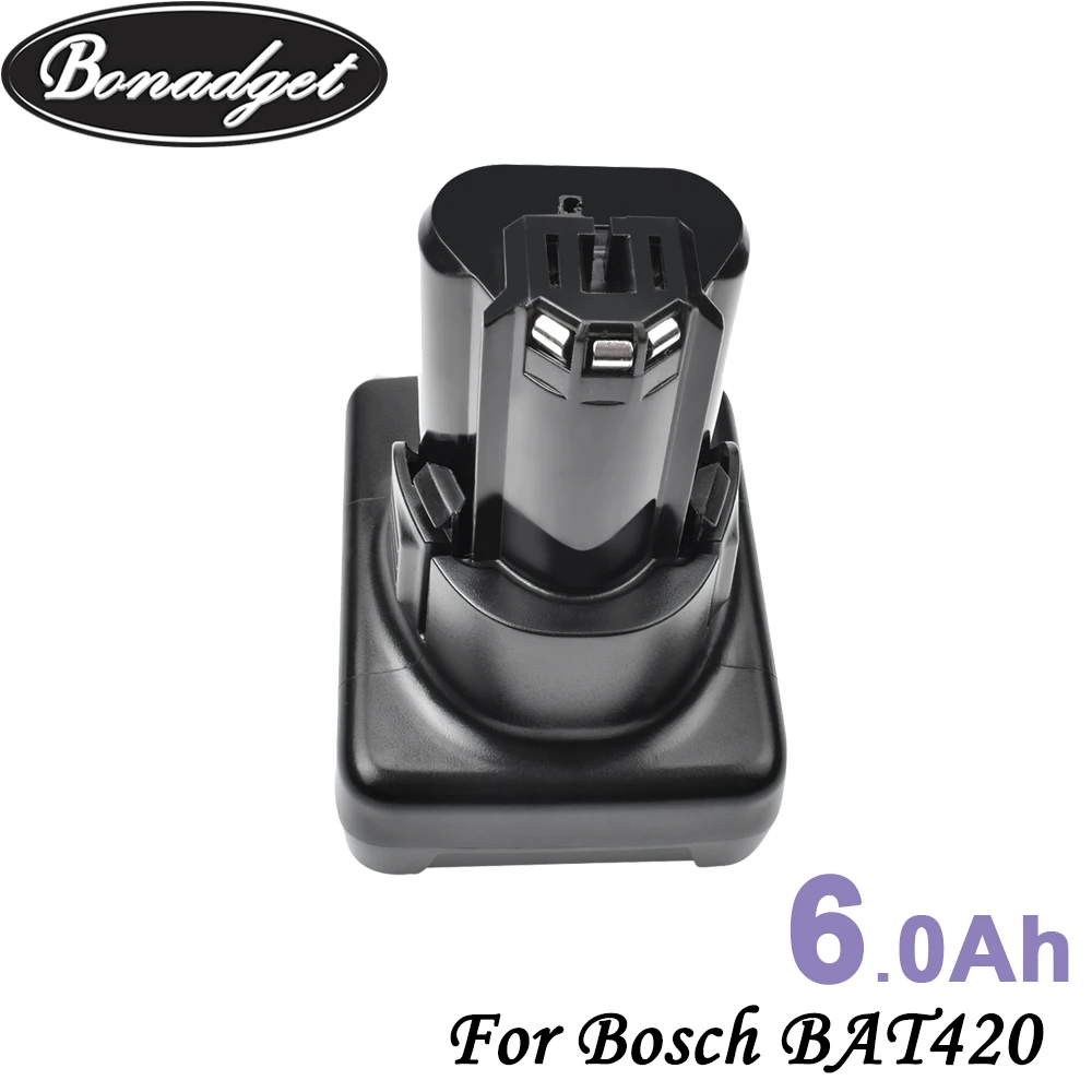 

Bonadget 2Piece 6.0Ah 12V Li-ion BAT420 BAT411 Rechargeable Battery For Bosch BAT411 BAT420 BAT412 2607336013 2607336014 Battery