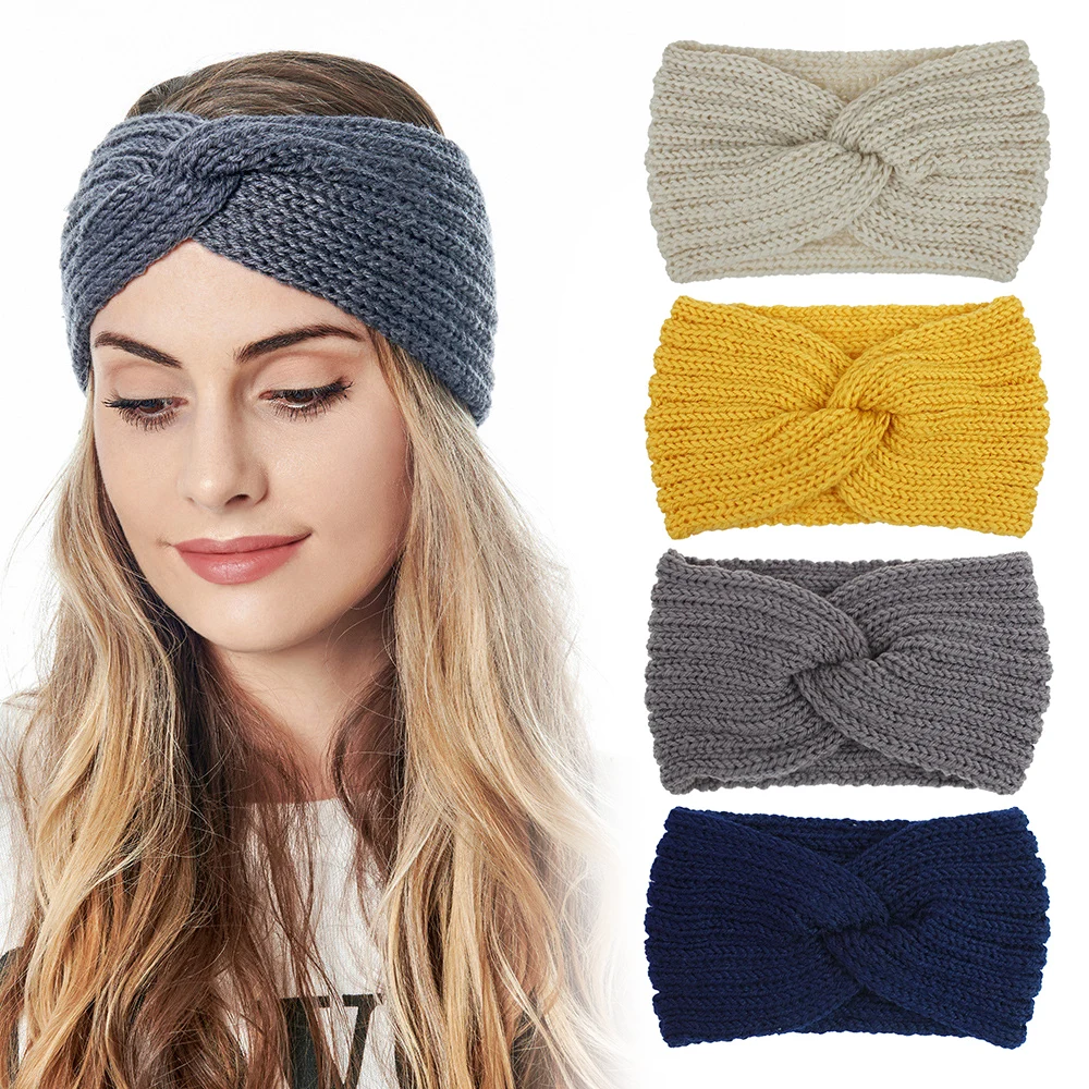 1 шт. вязаная повязка на голову с перекрестным узлом для девочек Женский вязаный