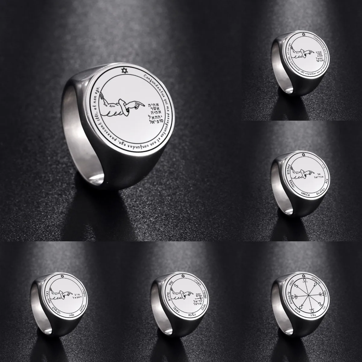 

парные кольца Панк Соломон Луна печать семь Archangel кольца для мужчин женщин мужчин нержавеющая сталь кольцо языческие винтажные гравировочн...