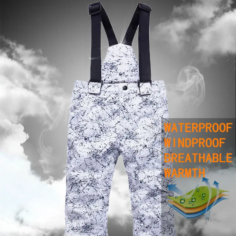 Детский лыжный костюм для мальчиков водонепроницаемая ветрозащитная Толстая