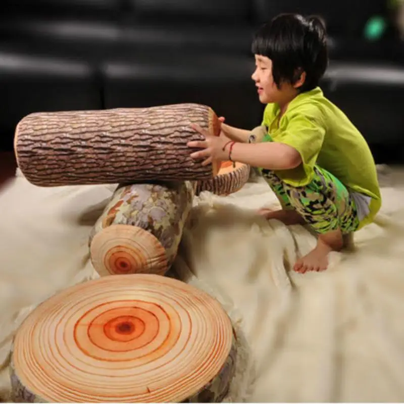 

Simulation whimsy soft chopping block stump pillow home cushion car neck pillow birthday gift children plush toys