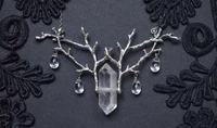 quartz raw crystal and branch twig antler woodland ethereal natural necklace crystal jewelry