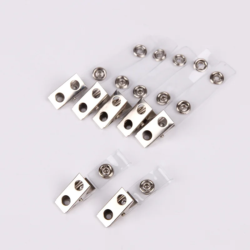 10pcs two hole badge clip lanyard snap strap for name tag record credentias badg id card holder sleeve accessories metal clamps free global shipping
