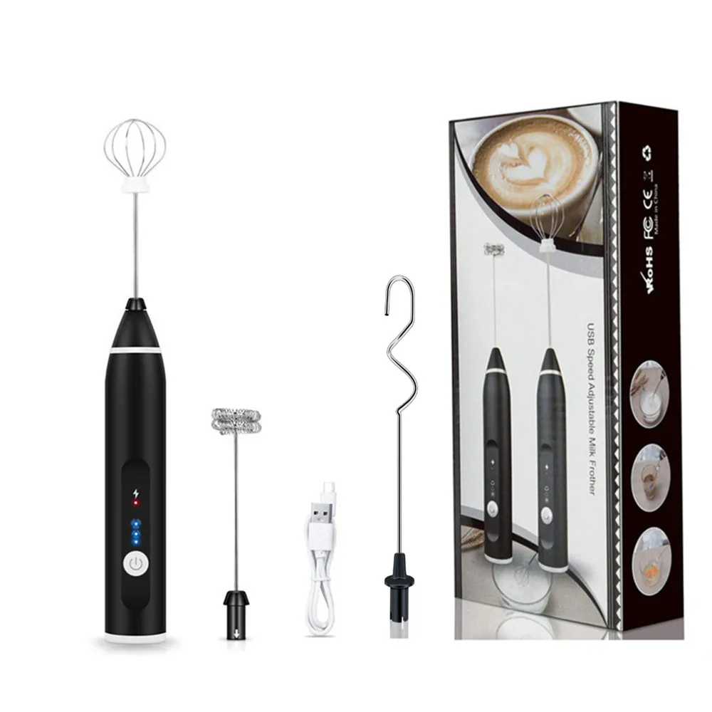 

Portable Milk Frother Egg Beater 3 Speed Handheld Coffee Milk Mixer Drink Juice Food Whisk Stirrer USB Rechargeable Hand Blender