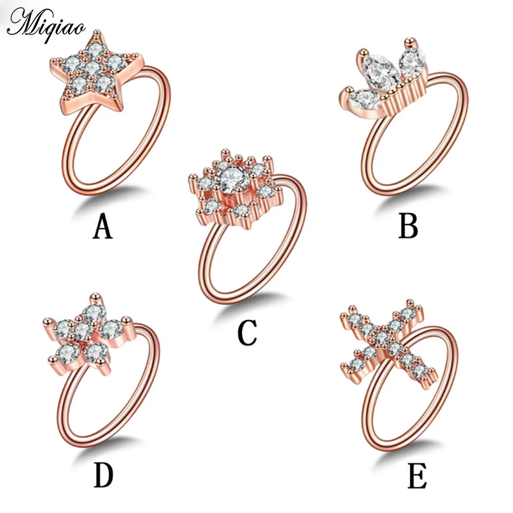 

Miqiao 1pc Crystal Septum Rings Pierced Ear Piercing Clicker Nose Ring Ear Cartilage Tragus Helix Piercing Charming Body Jewelry